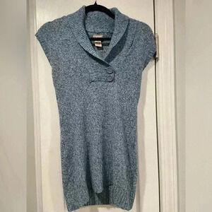 JJ Always Cap Sleeve Cowl V Neck Button Detail Tunic Length Sweater Size Small